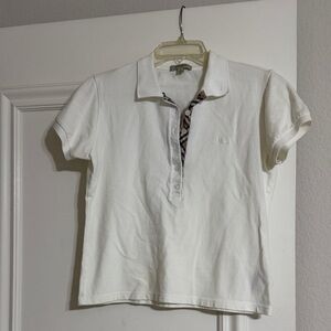 Women's White Burberry Polo Shirt